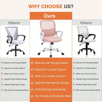 Mid-Back Task Chair With Lumbar Support,Pink