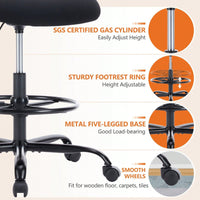 Ergonomic Tall Drafting Chair with Adjustable Height and Lumbar Support for Standing Desks