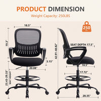 Ergonomic Tall Drafting Chair with Adjustable Height and Lumbar Support for Standing Desks