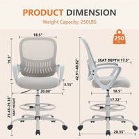 Ergonomic Tall Drafting Chair with Adjustable Height and Lumbar Support for Standing Desks