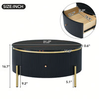 Modern Round Coffee Table With 2 Large Drawers Storage Accent Table (31.5'')