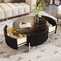 Modern Round Coffee Table With 2 Large Drawers Storage Accent Table (31.5'')