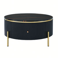 Modern Round Coffee Table With 2 Large Drawers Storage Accent Table (31.5'')