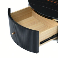 Modern Round Coffee Table With 2 Large Drawers Storage Accent Table (31.5'')
