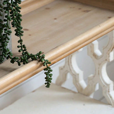 35.5" X 14" X 32" Distressed White And Natural Wood Shelf Tray, French Country Console Table