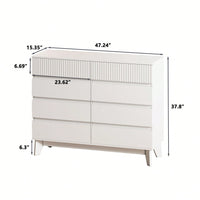 8-Drawer Storage Cabinet With Decorative Finish, For Bedroom, Living Room, Dining Room, Hallways, Easy Assembly