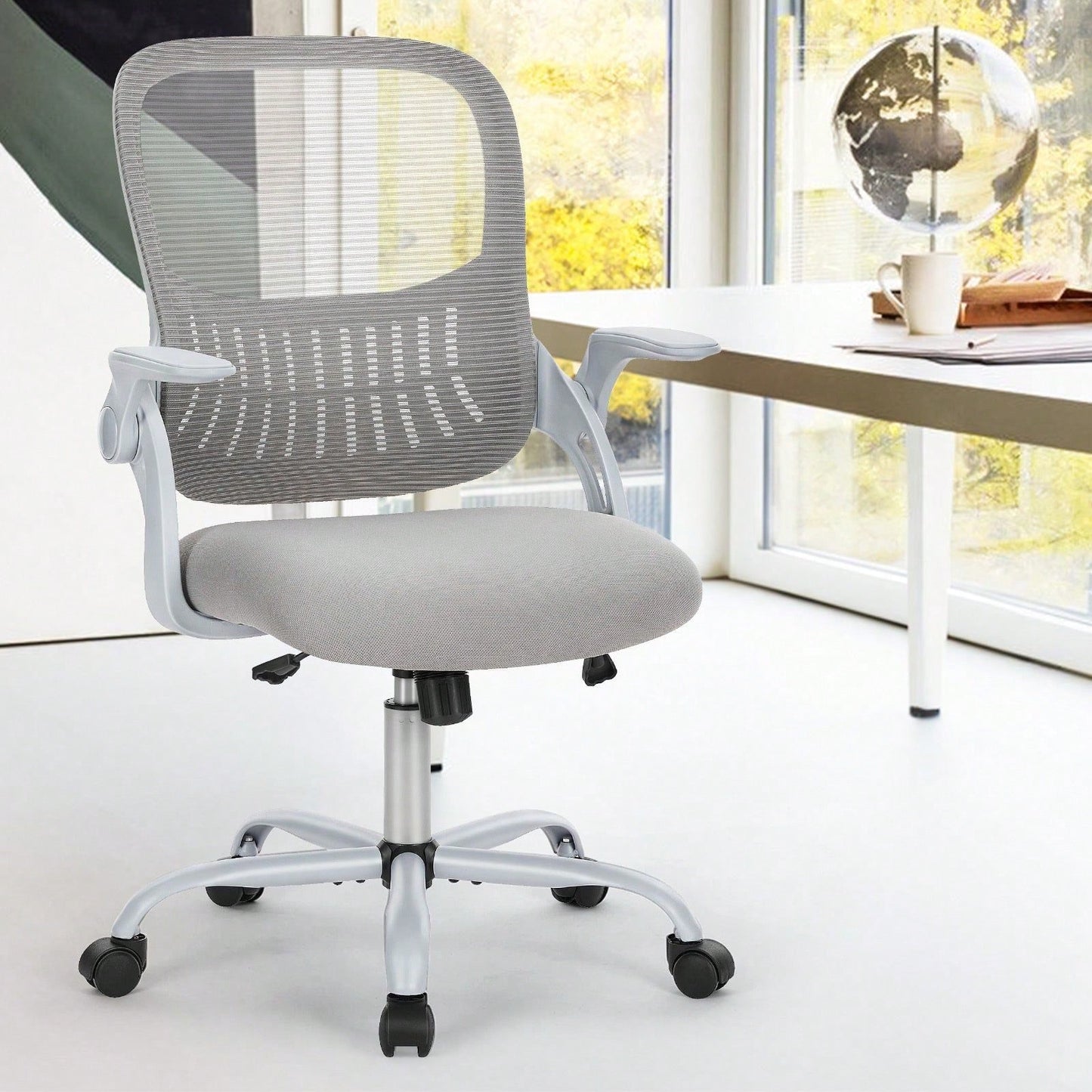 Mid Back Ergonomic Mesh Computer Desk Chair Larger Seat Executive Height Adjustable Swivel Task Chair With Lumbar Support