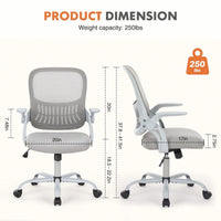 Mid Back Ergonomic Mesh Computer Desk Chair Larger Seat Executive Height Adjustable Swivel Task Chair With Lumbar Support