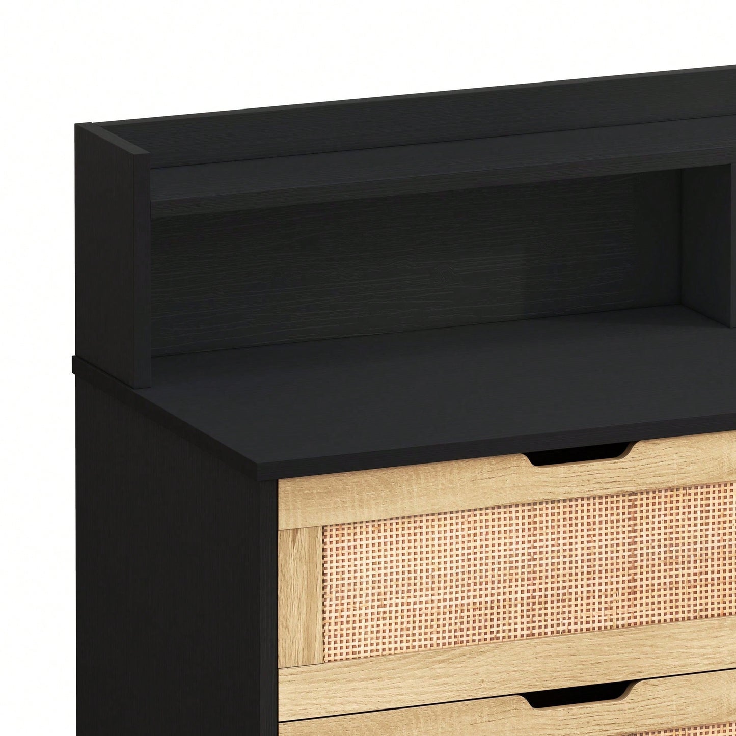 6-Drawers Rattan Storage Cabinet With LED Lights And Power Outlet, For Bedroom, Living Room