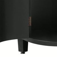 Curved Solid Wood Veneer Storage Cabinet with 4 Doors and Adjustable Shelves for Hallways and Studies