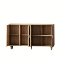 4-Door Rattan Decorative Storage Cabinet,For Bedroom,Living Room,Office,Easy Assembly