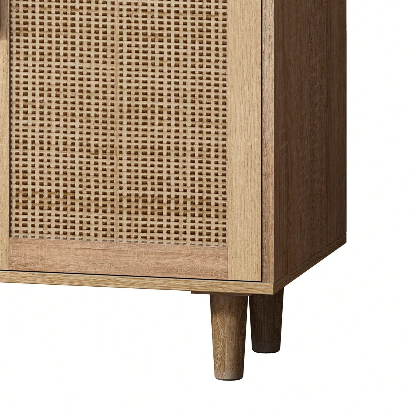 4-Door Rattan Decorative Storage Cabinet,For Bedroom,Living Room,Office,Easy Assembly