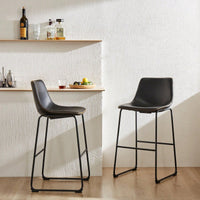 Set Of 2, 30 Inch Leather Counter Height Bar Stools