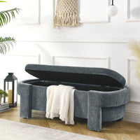 Large Storage Entry Bench With Soft Chenille Upholstery And Quality Foam, Grey