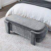 Large Storage Entry Bench With Soft Chenille Upholstery And Quality Foam, Grey