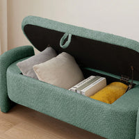 Oval Storage Bench 3D Lamb Fleece Fabric Bench With Large Storage Space For The Living Room, Entryway And Bedroom