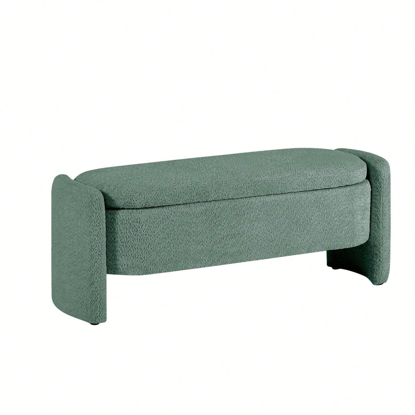 Oval Storage Bench 3D Lamb Fleece Fabric Bench With Large Storage Space For The Living Room, Entryway And Bedroom