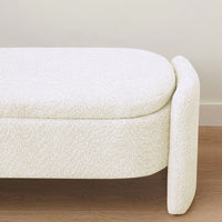 Oval Storage Bench 3D Lamb Fleece Fabric Bench With Large Storage Space For The Living Room, Entryway And Bedroom