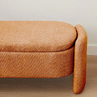 Oval Storage Bench 3D Lamb Fleece Fabric Bench With Large Storage Space For The Living Room, Entryway And Bedroom