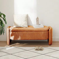 Oval Storage Bench 3D Lamb Fleece Fabric Bench With Large Storage Space For The Living Room, Entryway And Bedroom