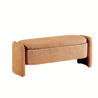 Oval Storage Bench 3D Lamb Fleece Fabric Bench With Large Storage Space For The Living Room, Entryway And Bedroom