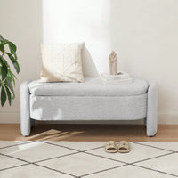 Oval Storage Bench 3D Lamb Fleece Fabric Bench With Large Storage Space For The Living Room, Entryway And Bedroom