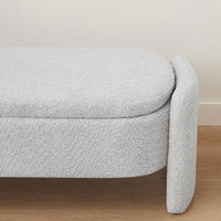 Oval Storage Bench 3D Lamb Fleece Fabric Bench With Large Storage Space For The Living Room, Entryway And Bedroom