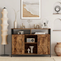 Storage Cabinet With Open Shelves For Kitchen Dining Room Living Room, Industrial Style