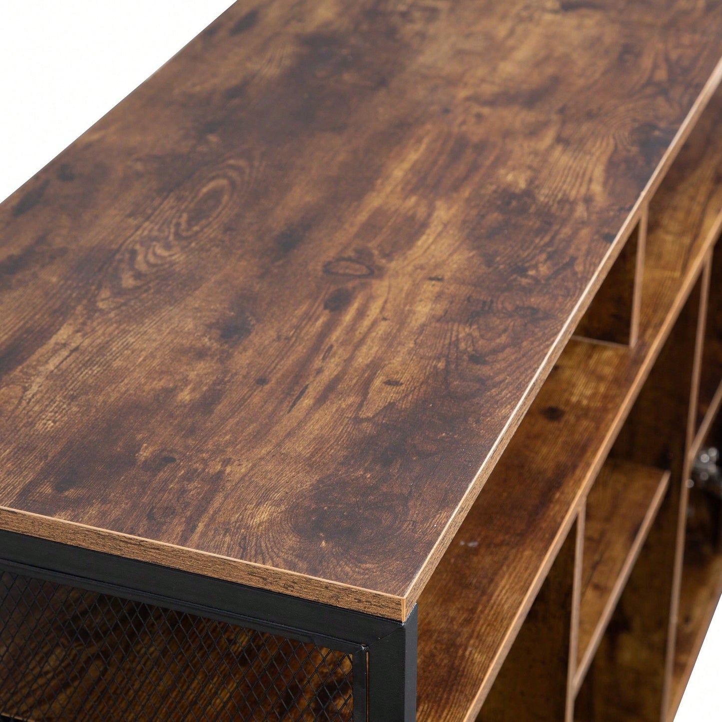 Storage Cabinet With Open Shelves For Kitchen Dining Room Living Room, Industrial Style