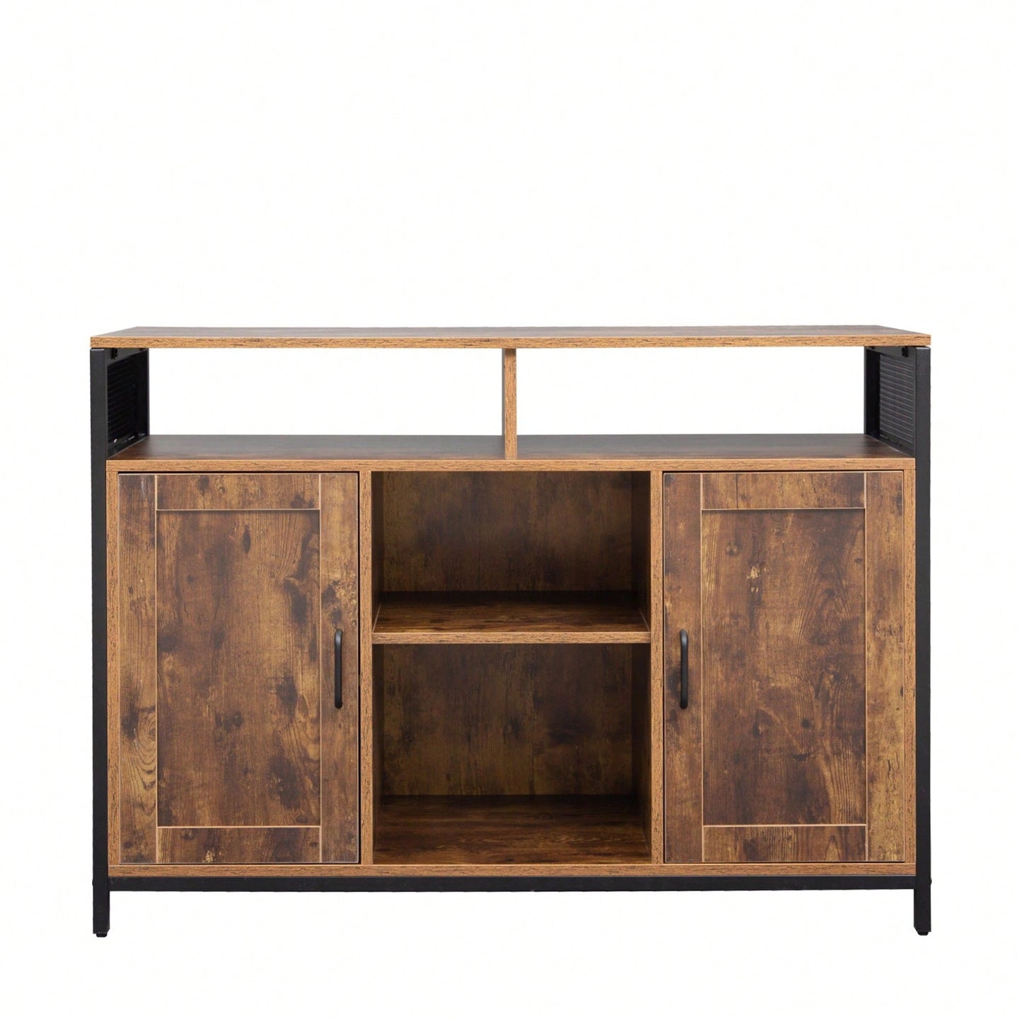 Storage Cabinet With Open Shelves For Kitchen Dining Room Living Room, Industrial Style