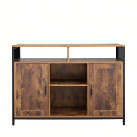Storage Cabinet With Open Shelves For Kitchen Dining Room Living Room, Industrial Style