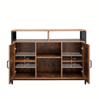 Storage Cabinet With Open Shelves For Kitchen Dining Room Living Room, Industrial Style