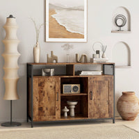 Storage Cabinet With Open Shelves For Kitchen Dining Room Living Room, Industrial Style