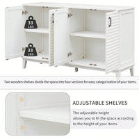 4 Door Large Storage Buffet With Adjustable Shelves And Metal Handles For Kitchen, Living Room, Dining Room