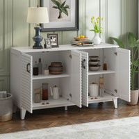 4 Door Large Storage Buffet With Adjustable Shelves And Metal Handles For Kitchen, Living Room, Dining Room