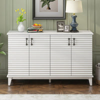 4 Door Large Storage Buffet With Adjustable Shelves And Metal Handles For Kitchen, Living Room, Dining Room