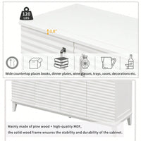 4 Door Large Storage Buffet With Adjustable Shelves And Metal Handles For Kitchen, Living Room, Dining Room