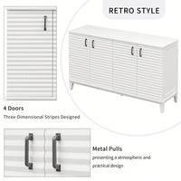 4 Door Large Storage Buffet With Adjustable Shelves And Metal Handles For Kitchen, Living Room, Dining Room