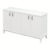 4 Door Large Storage Buffet With Adjustable Shelves And Metal Handles For Kitchen, Living Room, Dining Room