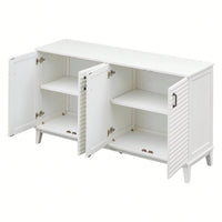 4 Door Large Storage Buffet With Adjustable Shelves And Metal Handles For Kitchen, Living Room, Dining Room