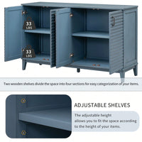4 Door Large Storage Buffet With Adjustable Shelves And Metal Handles For Kitchen, Living Room, Dining Room