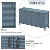 4 Door Large Storage Buffet With Adjustable Shelves And Metal Handles For Kitchen, Living Room, Dining Room