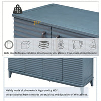 4 Door Large Storage Buffet With Adjustable Shelves And Metal Handles For Kitchen, Living Room, Dining Room