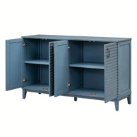 4 Door Large Storage Buffet With Adjustable Shelves And Metal Handles For Kitchen, Living Room, Dining Room