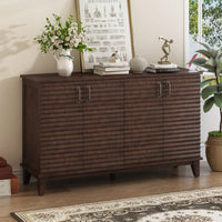 4 Door Large Storage Buffet With Adjustable Shelves And Metal Handles For Kitchen, Living Room, Dining Room