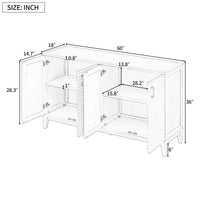 4 Door Large Storage Buffet With Adjustable Shelves And Metal Handles For Kitchen, Living Room, Dining Room