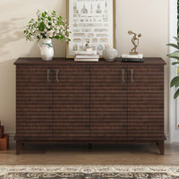 4 Door Large Storage Buffet With Adjustable Shelves And Metal Handles For Kitchen, Living Room, Dining Room