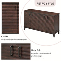 4 Door Large Storage Buffet With Adjustable Shelves And Metal Handles For Kitchen, Living Room, Dining Room