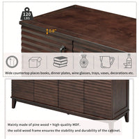 4 Door Large Storage Buffet With Adjustable Shelves And Metal Handles For Kitchen, Living Room, Dining Room