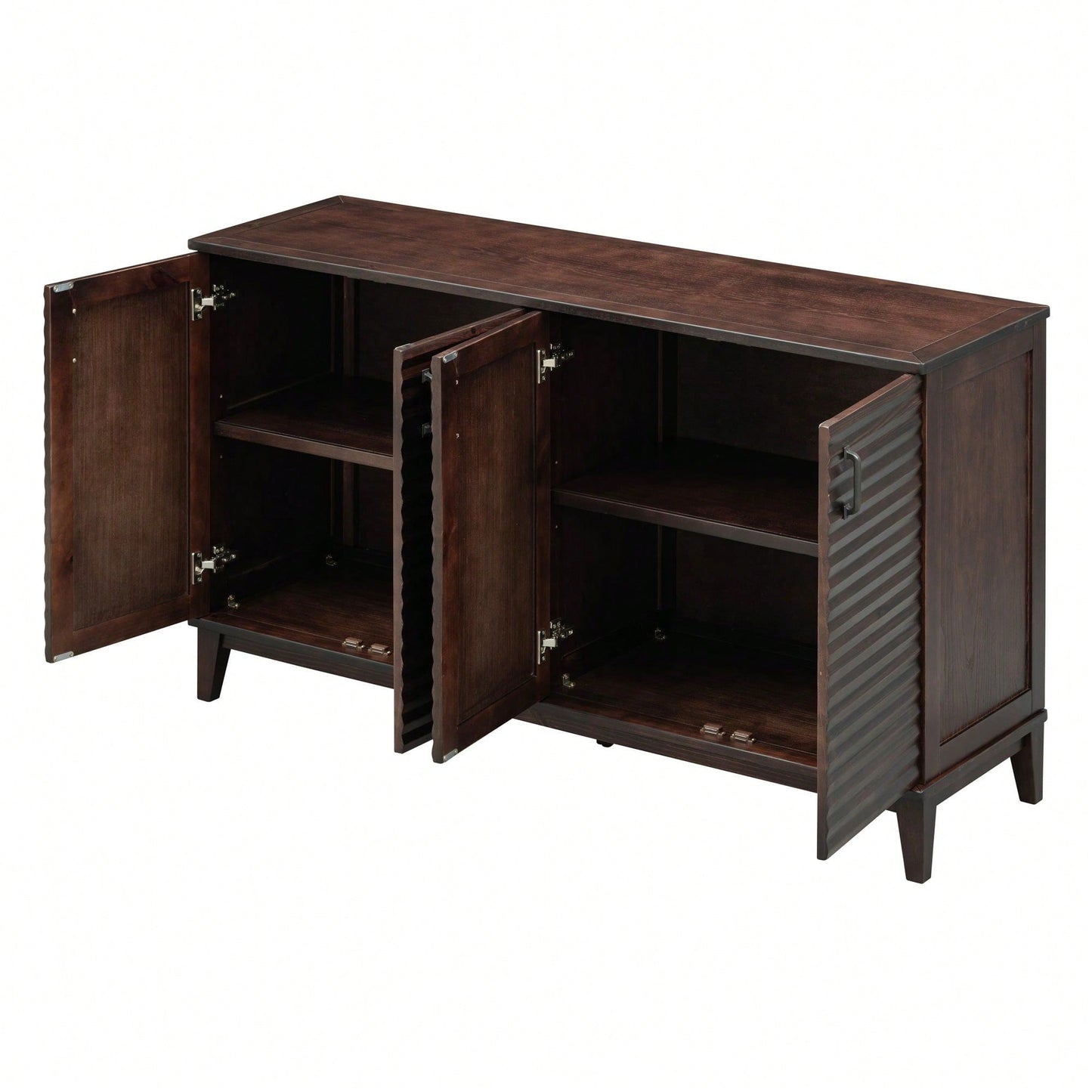 4 Door Large Storage Buffet With Adjustable Shelves And Metal Handles For Kitchen, Living Room, Dining Room